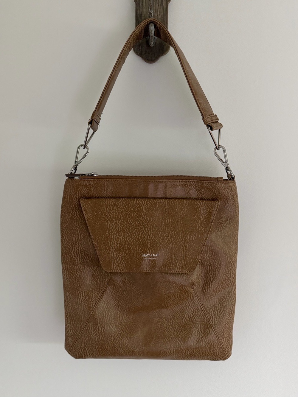 Matt & Nat Vegan Leather Shoulder Bag Brown Convertible Minimalist Purse